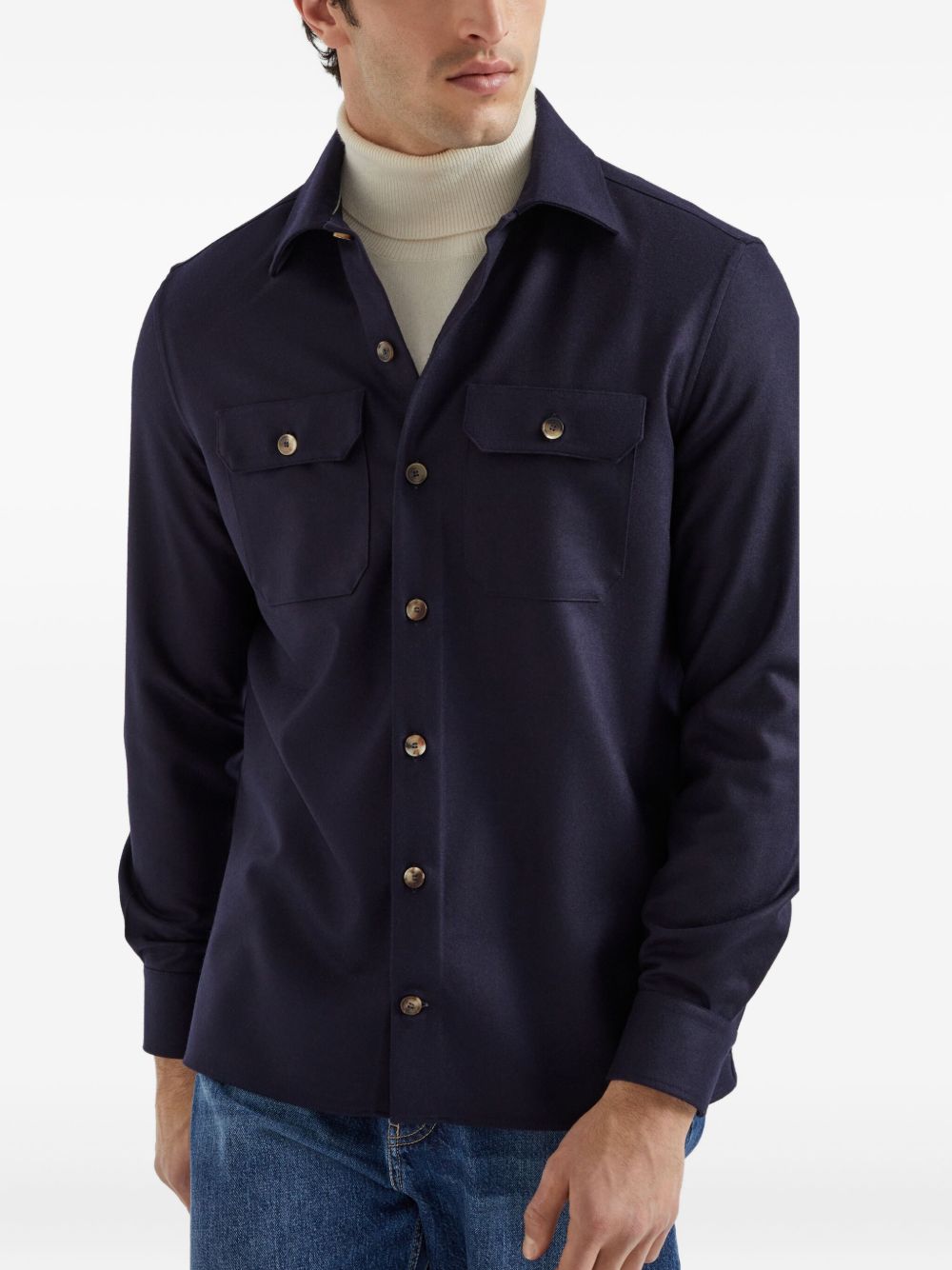 Brunello Cucinelli Virgin wool flannel overshirt with chest pockets