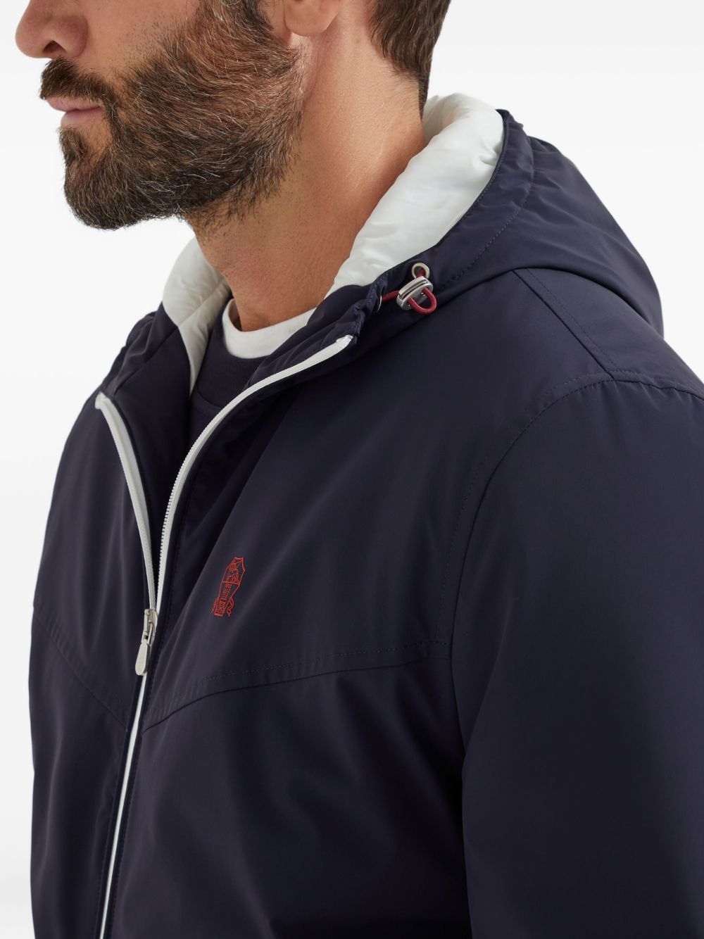 Brunello Cucinelli Bonded nylon hooded vest with Thermore padding and logo