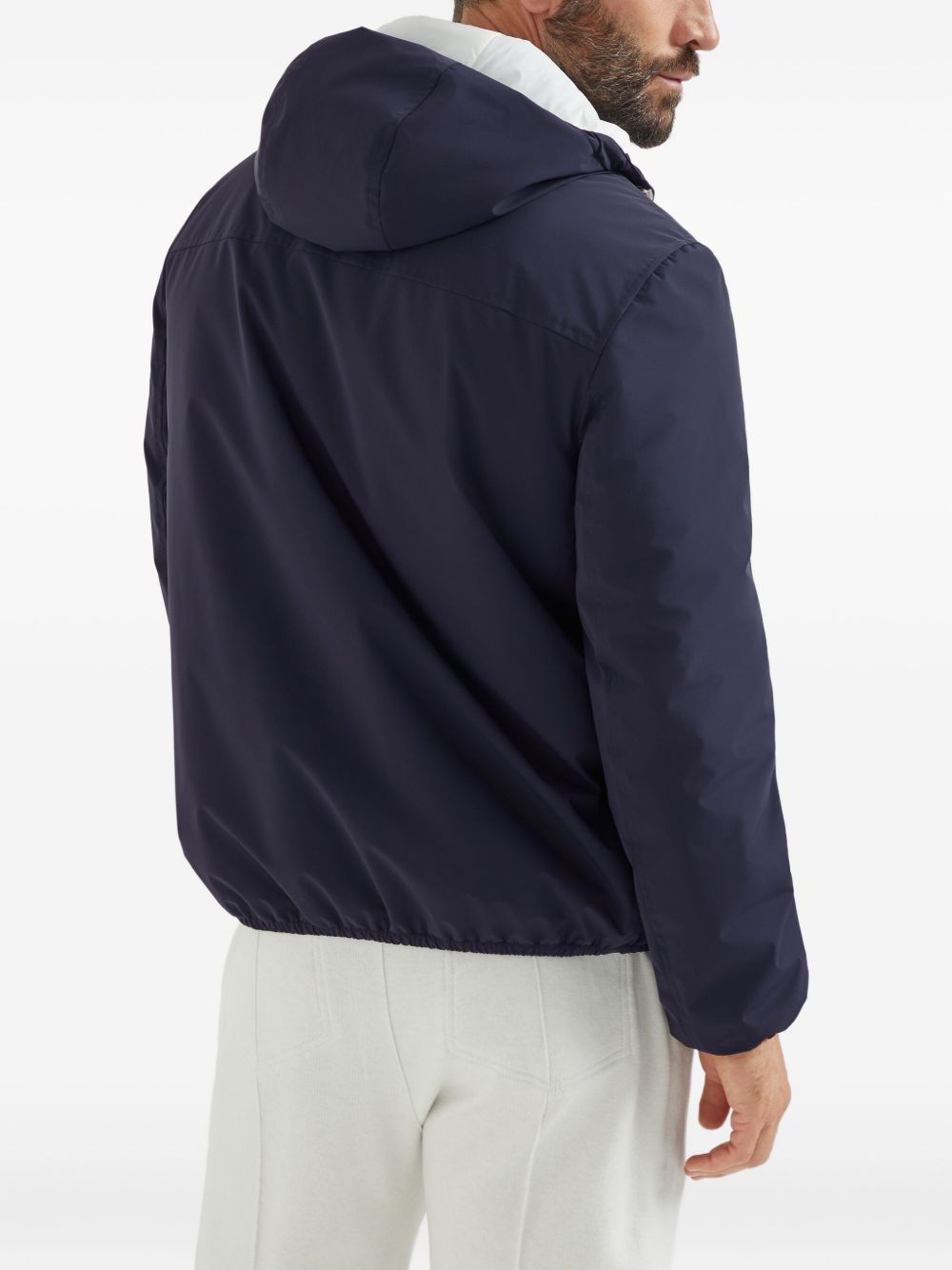 Brunello Cucinelli Bonded nylon hooded vest with Thermore padding and logo