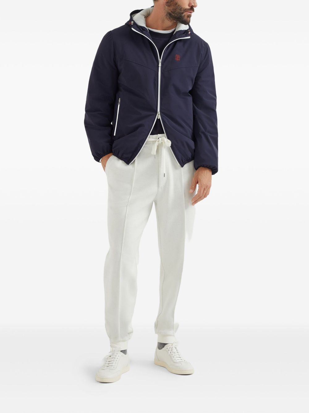 Brunello Cucinelli Bonded nylon hooded vest with Thermore padding and logo