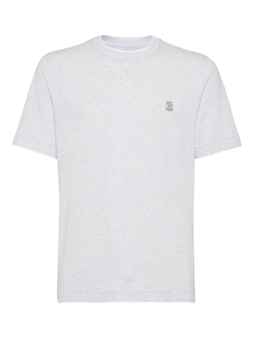 Brunello Cucinelli Cotton jersey crew neck T-shirt with logo and faux-layering