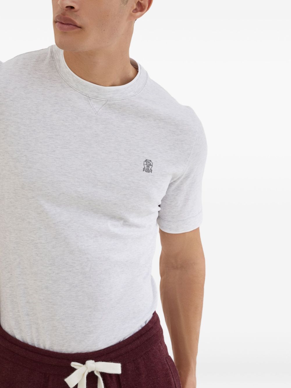 Brunello Cucinelli Cotton jersey crew neck T-shirt with logo and faux-layering