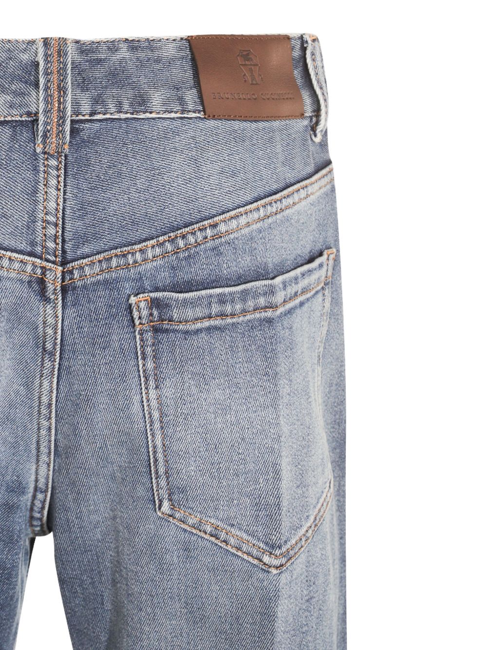Brunello Cucinelli Jeans With Logo Patch On The Rear And Faded Effect