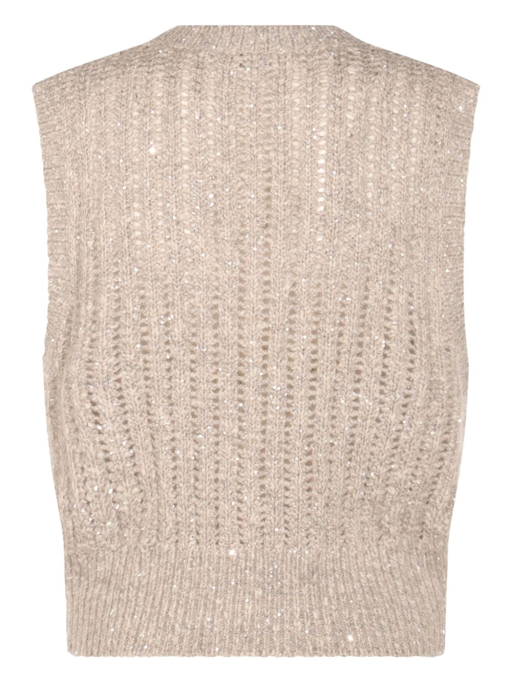 Brunello Cucinelli Natural Knitted Crewneck Vest
