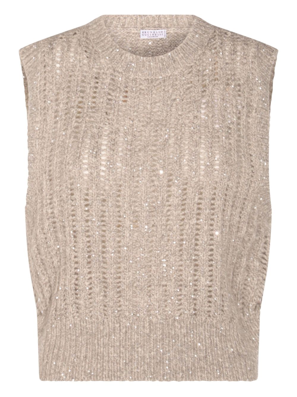 Brunello Cucinelli Natural Knitted Crewneck Vest