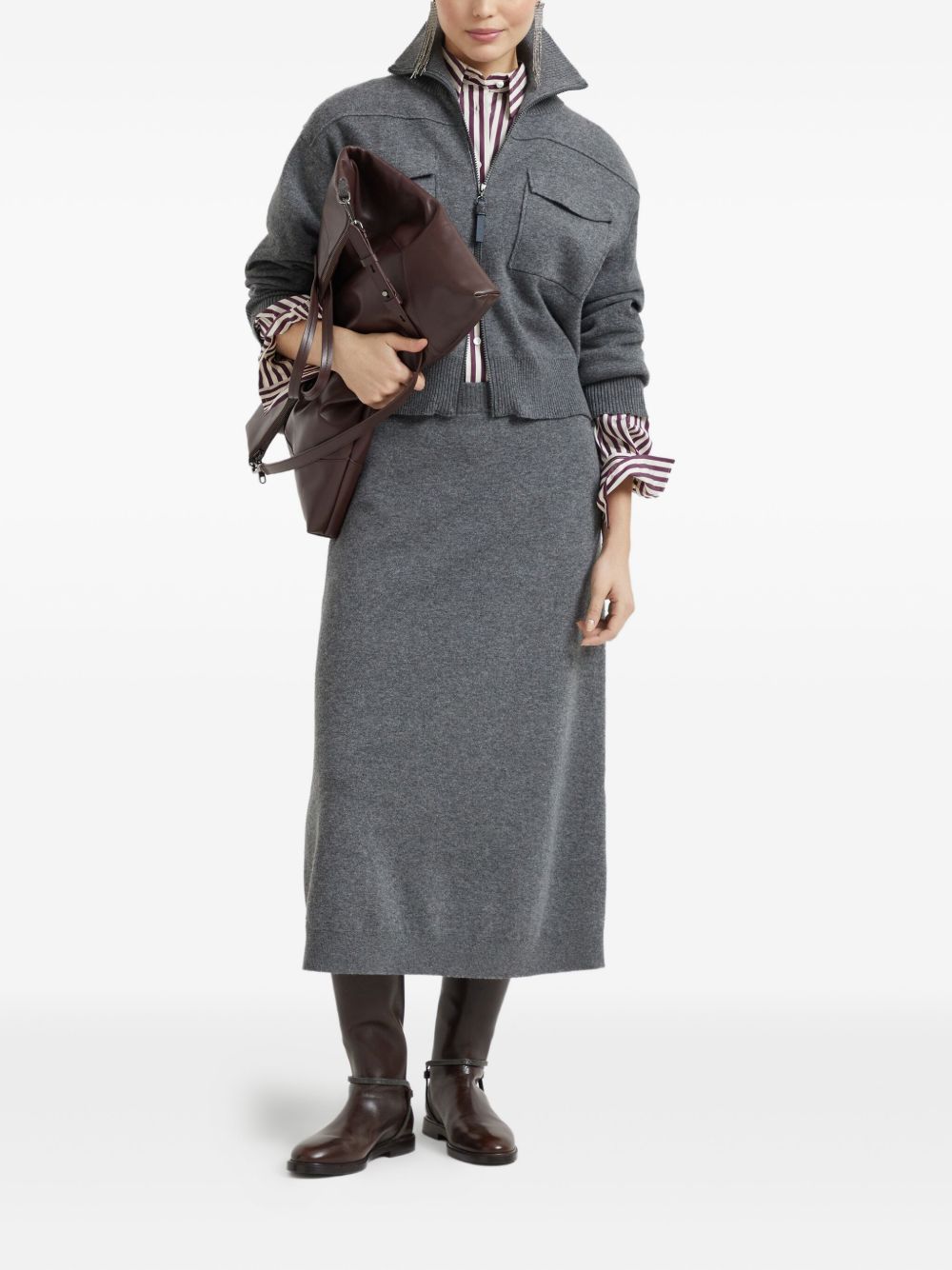 Brunello Cucinelli Midi skirt in double cashmere knit