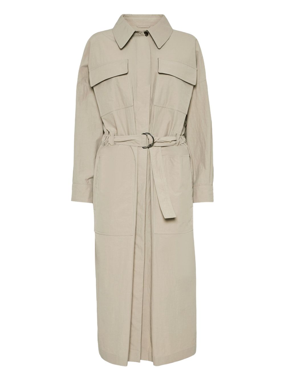 Brunello Cucinelli Water-resistant techno cotton trench with shiny detail