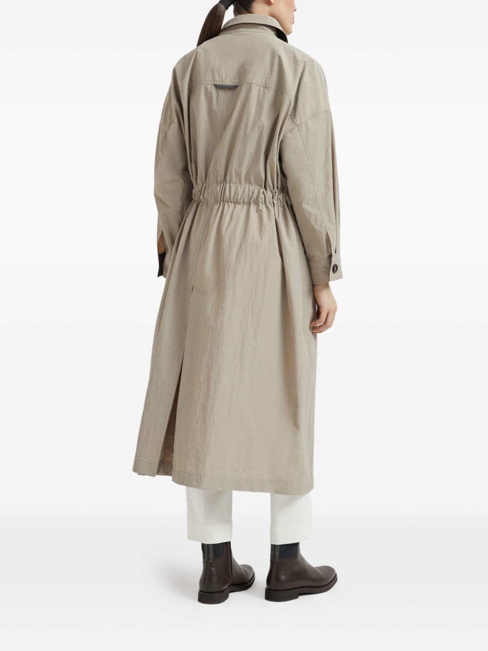 Brunello Cucinelli Water-resistant techno cotton trench with shiny detail