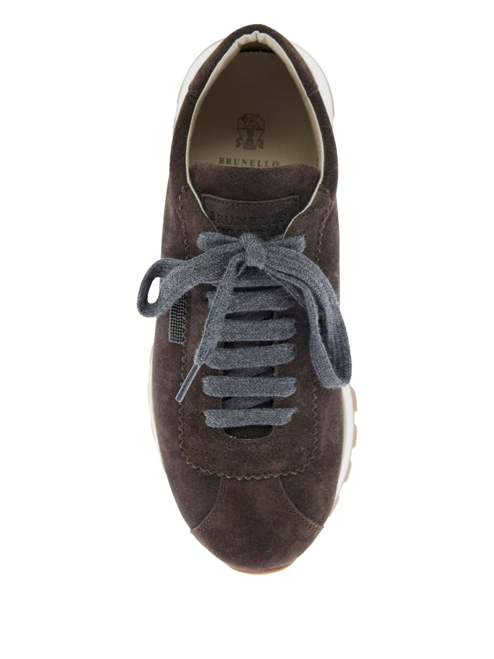 Brunello Cucinelli Suede runners with shiny tab