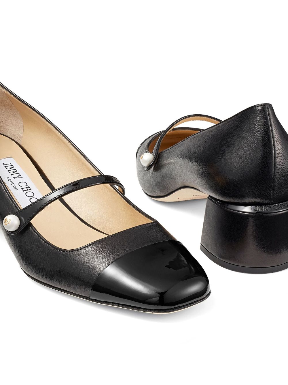 Jimmy Choo Elisa 45 Nappa and Patent Leather Pumps