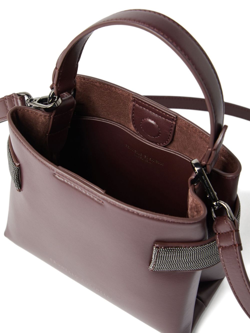 Brunello Cucinelli Essence small top-handle bag in calfskin with precious bands