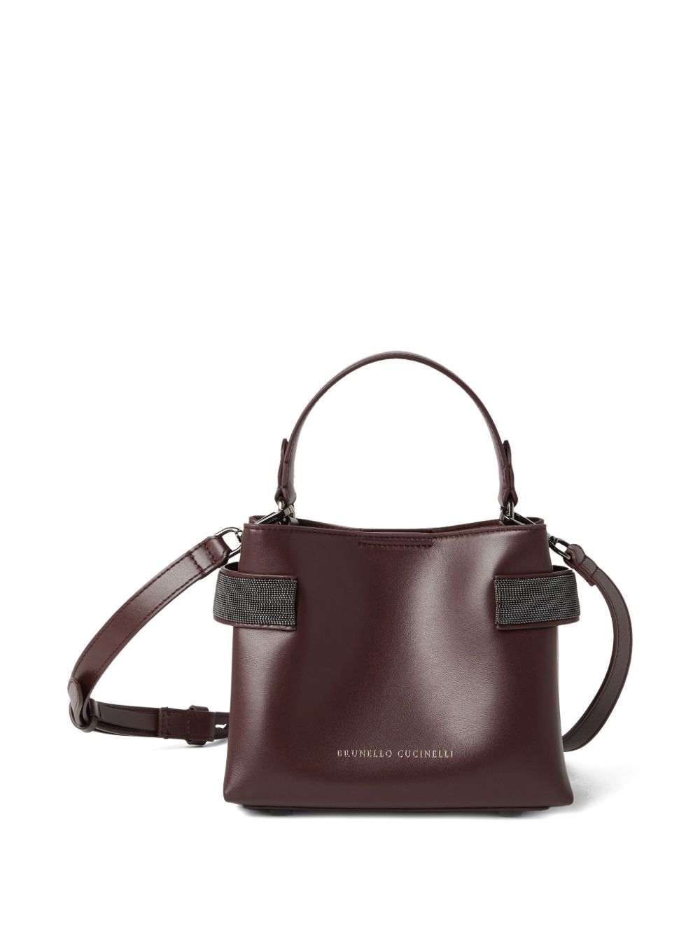 Brunello Cucinelli Essence small top-handle bag in calfskin with precious bands
