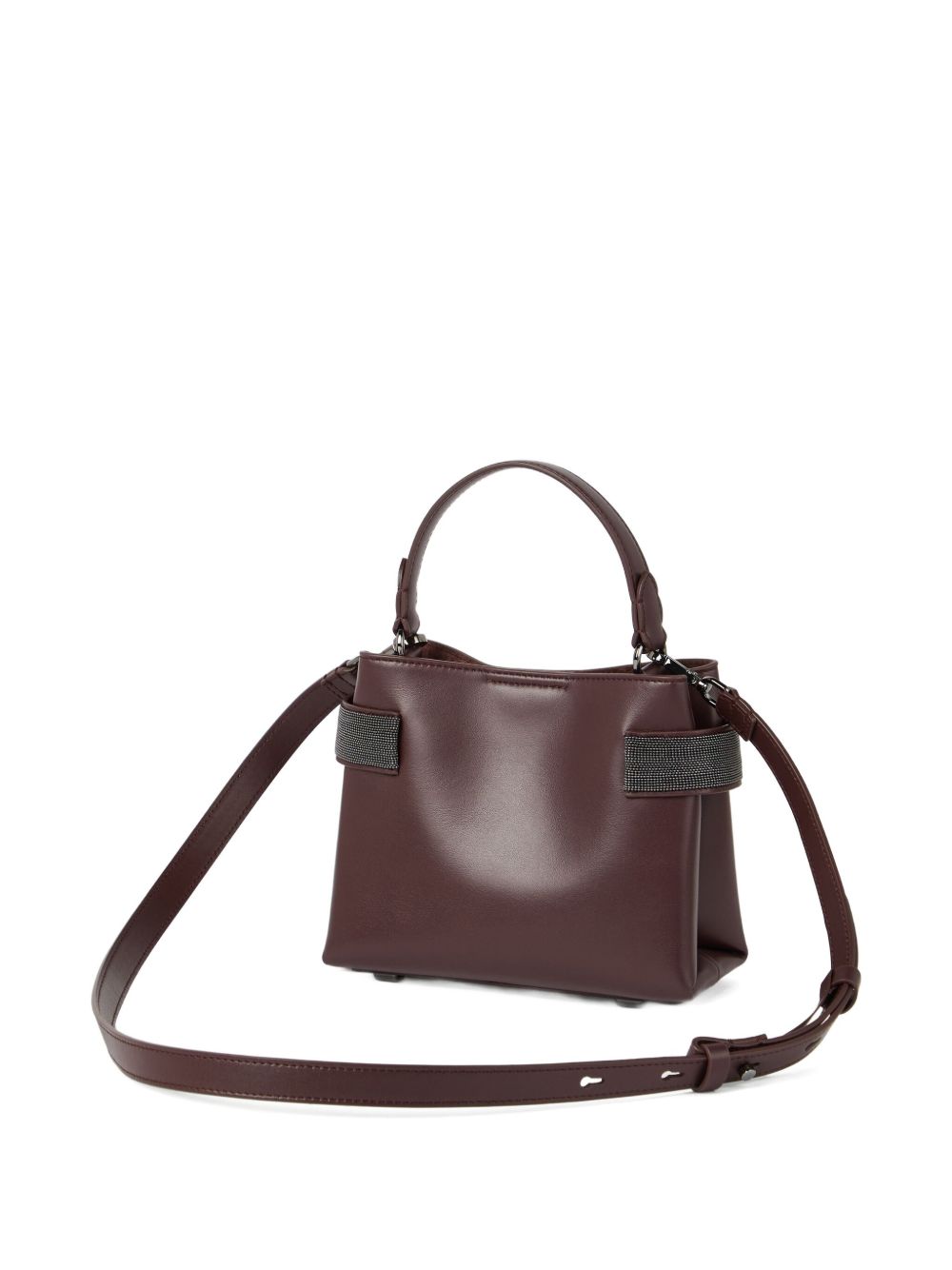 Brunello Cucinelli Essence small top-handle bag in calfskin with precious bands