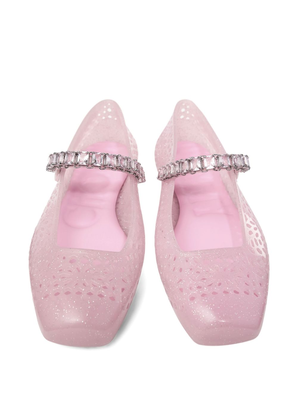 Jimmy Choo The Jelly Ballerina Flats with Crystal Embellishment