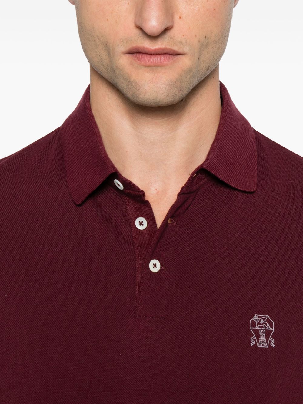 Brunello Cucinelli Embroidered cotton polo shirt