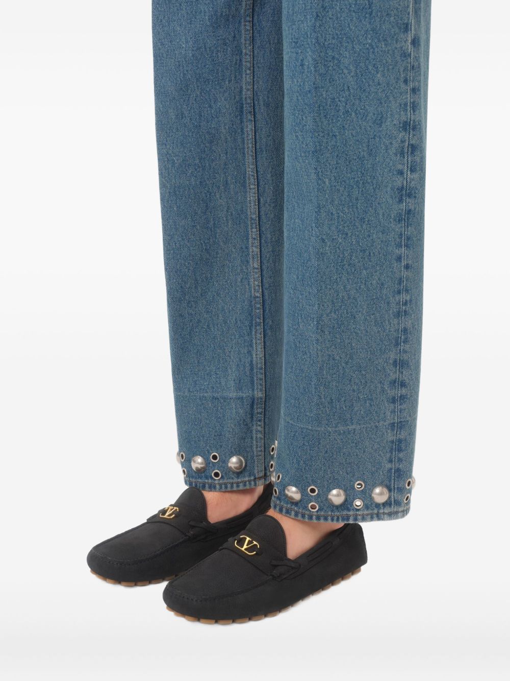 Valentino Garavani Fastaway Driver Moccasin In Deer Suede