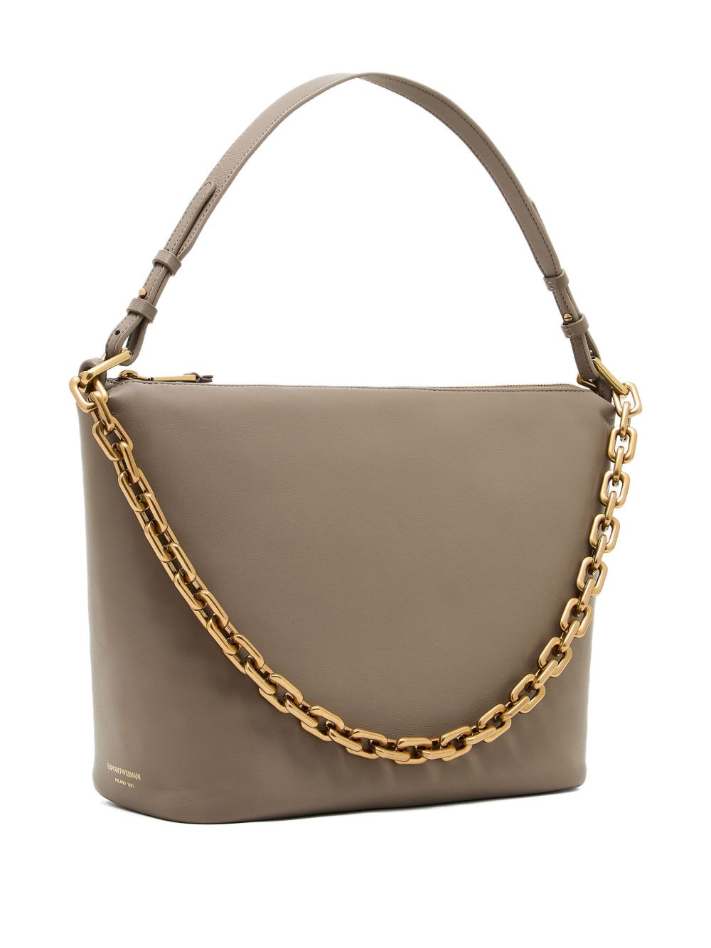 Emporio Armani Medium leather hobo bag with chain