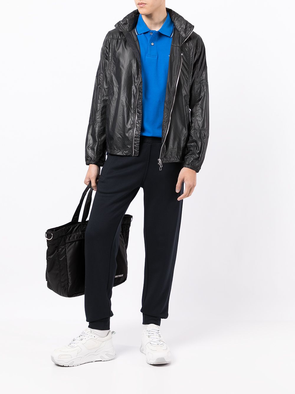 Emporio Armani Slim-fit stretch piqué polo shirt with micro eagle