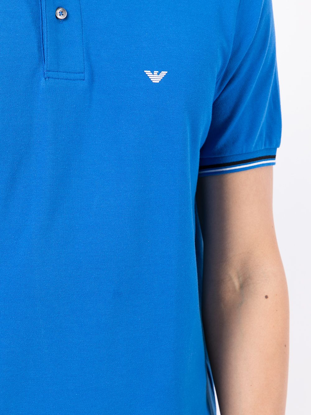 Emporio Armani Slim-fit stretch piqué polo shirt with micro eagle