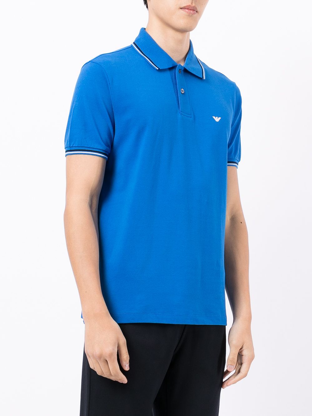 Emporio Armani Slim-fit stretch piqué polo shirt with micro eagle