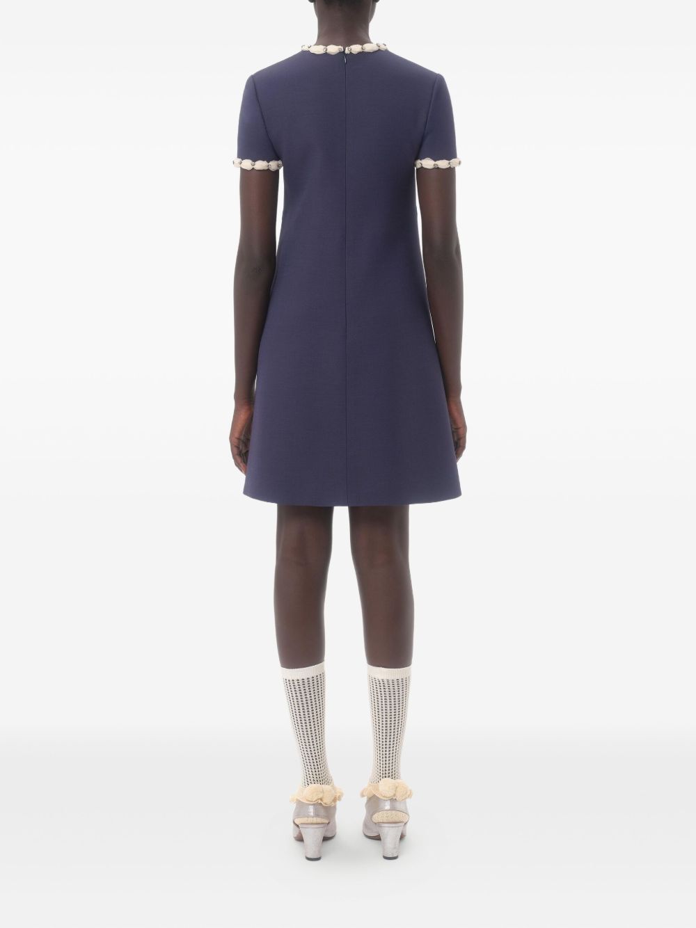 Valentino Short Embroidered Crepe Couture Dress