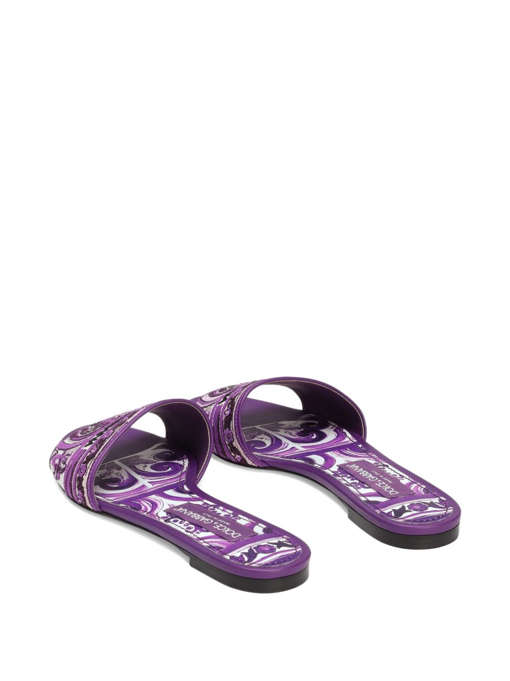 Dolce & Gabbana-Majolica embroidered purple fabric slide sandal