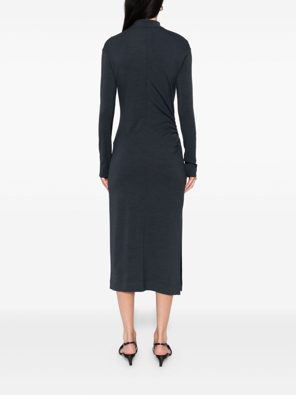 Brunello Cucinelli High-neck gathered midi dress