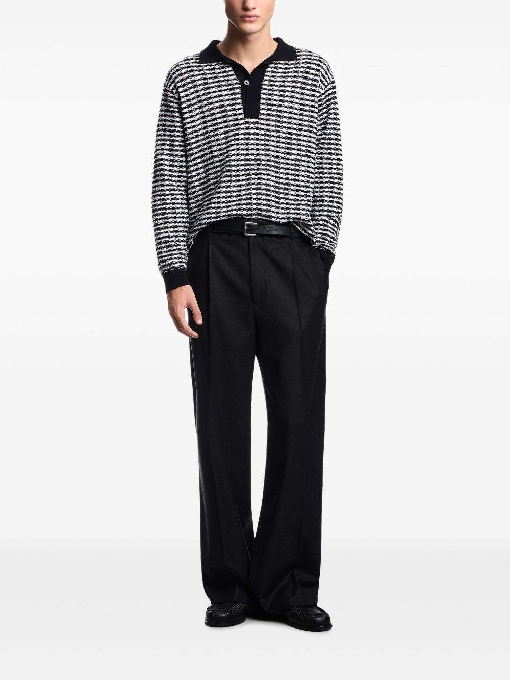 Emporio Armani Icon embossed stitch virgin wool polo neck sweater