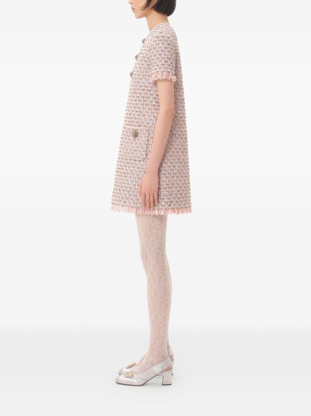 Valentino Short Dress in Embroidered Ribbon Tweed