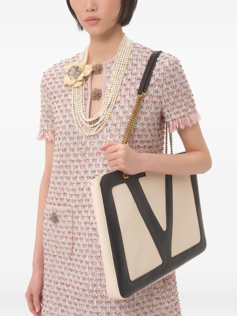 Valentino Short Dress in Embroidered Ribbon Tweed