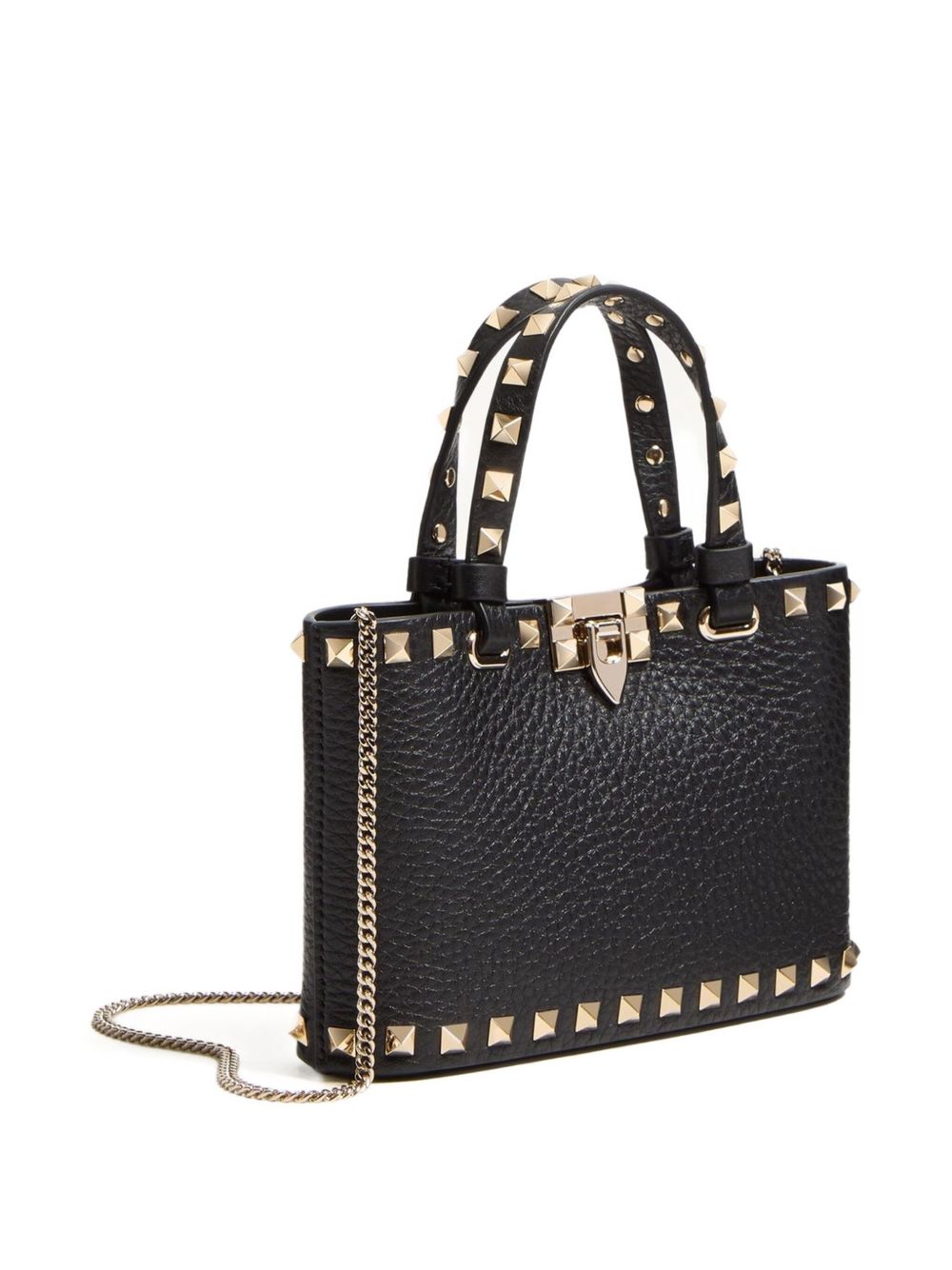 Valentino Garavani Mini Rockstud Shopping Bag in Garnet Calfskin