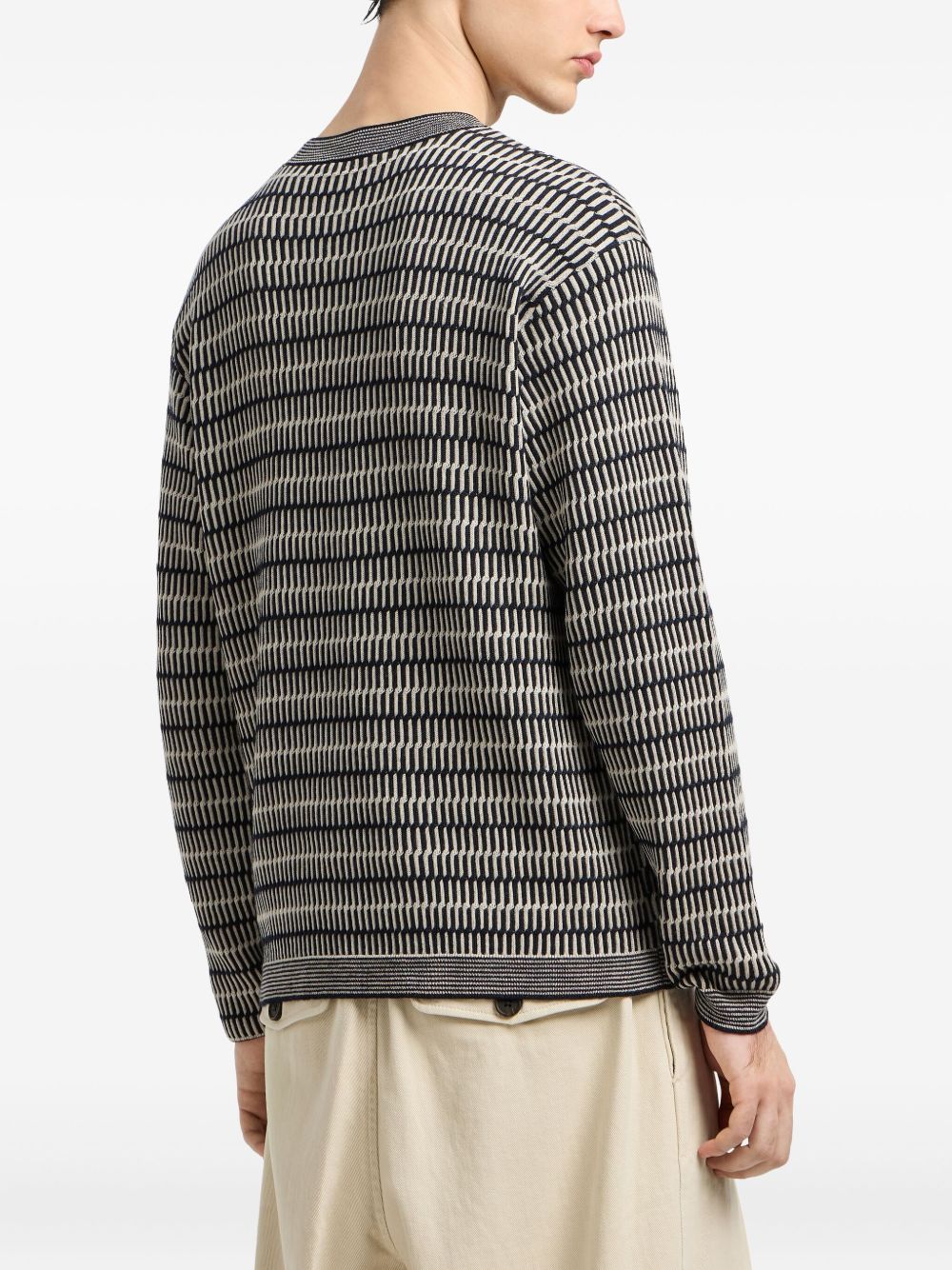Emporio Armani Two-tone embroidery-stitched jacquard virgin wool jumper