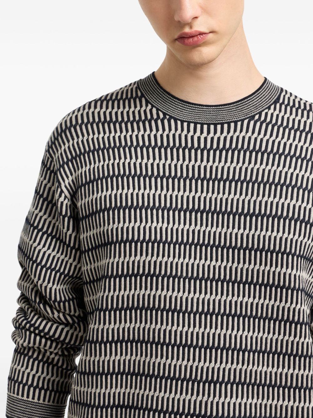 Emporio Armani Two-tone embroidery-stitched jacquard virgin wool jumper