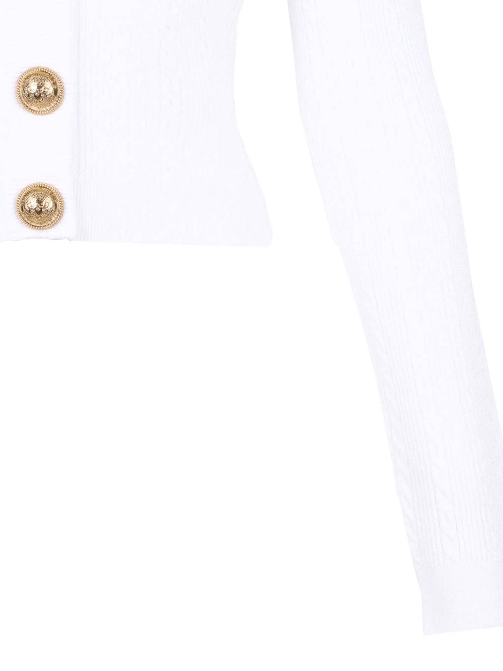 Balmain Button-Trim Cable-Knit Cardigan