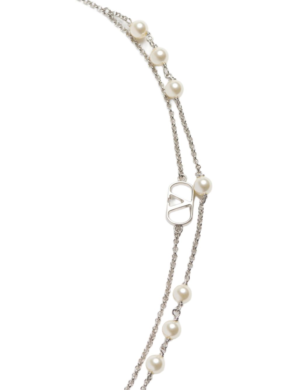 Valentino Garavani Vlogo Signature Metal Necklace With Swarovski Pearls