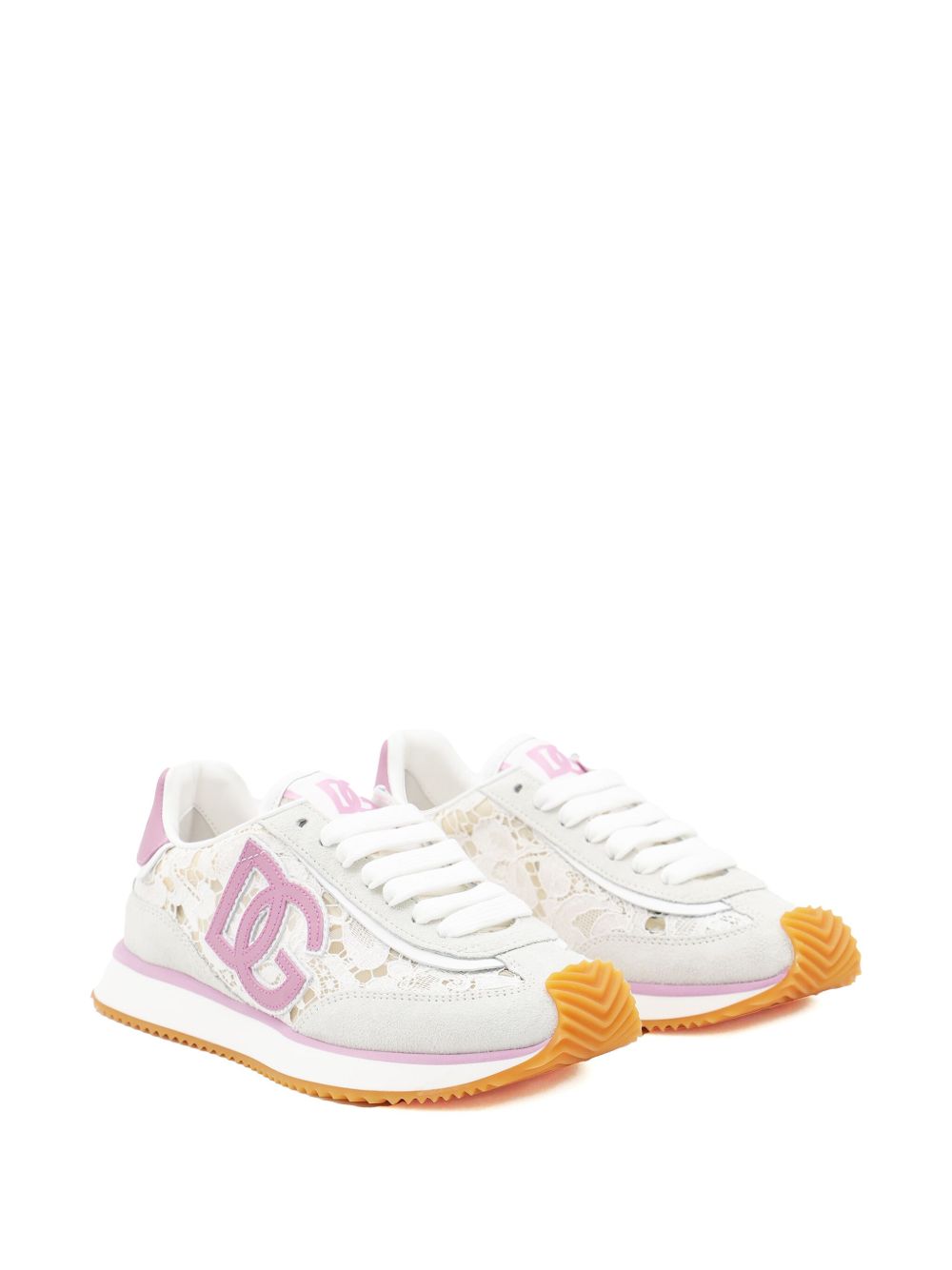 Dolce & Gabbana-white and pink DG Cushion sneakers