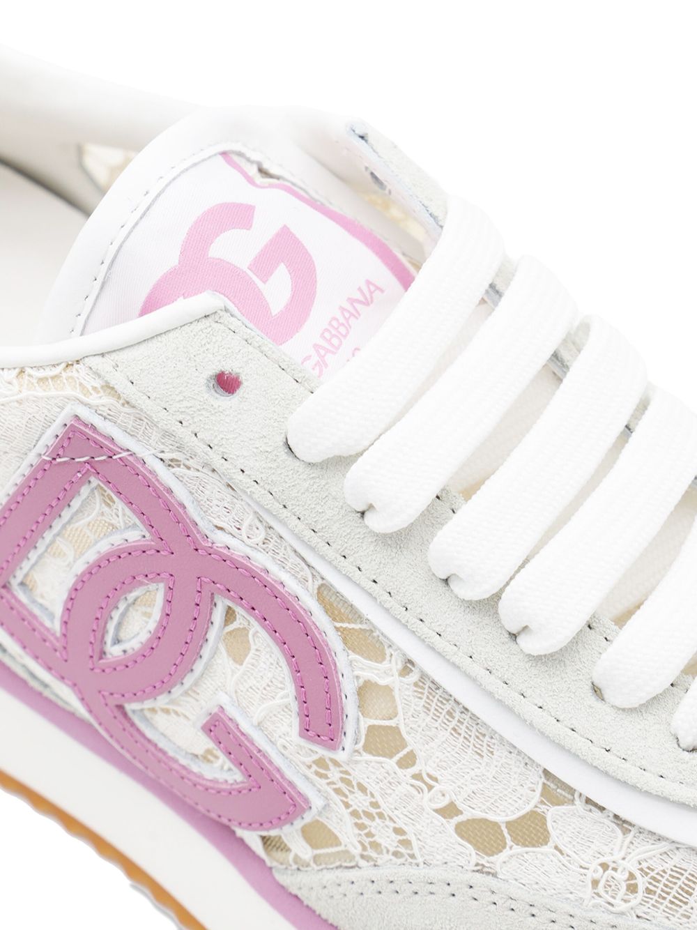 Dolce & Gabbana-white and pink DG Cushion sneakers