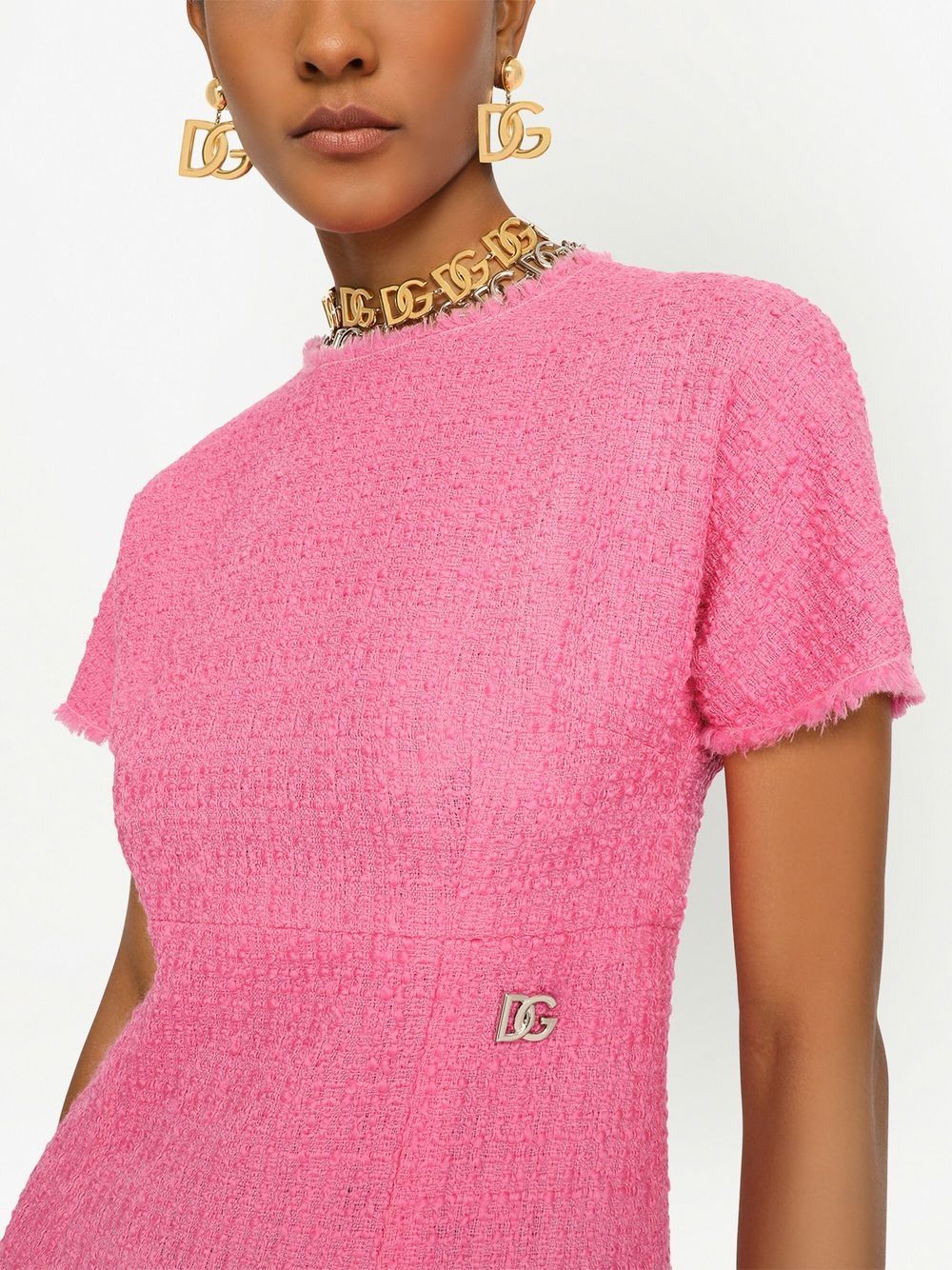 Dolce & Gabbana Rachel tweed calf-length dress with DG logo