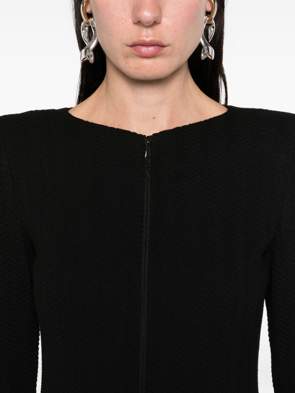 Emporio Armani Chevron-pattern jersey zip-up jacket