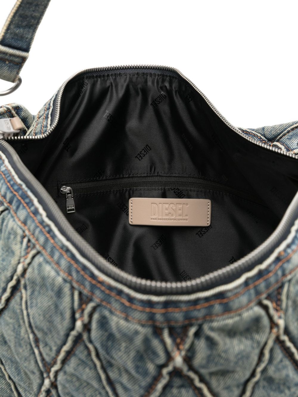 Diesel quilted chain-embellished shoulder bag