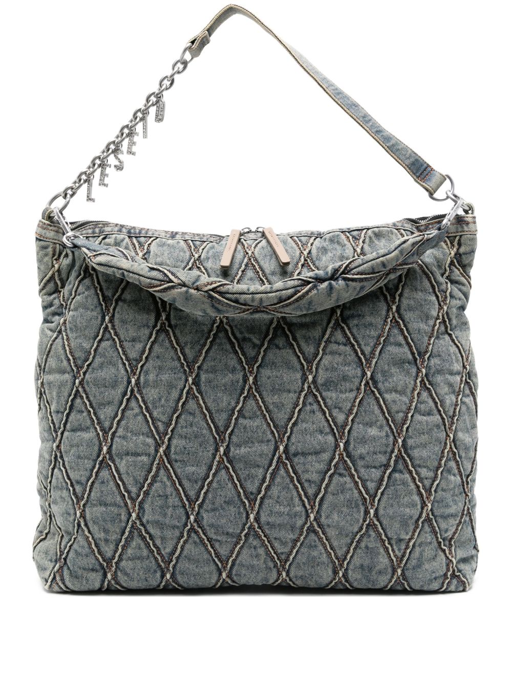 Diesel quilted chain-embellished shoulder bag