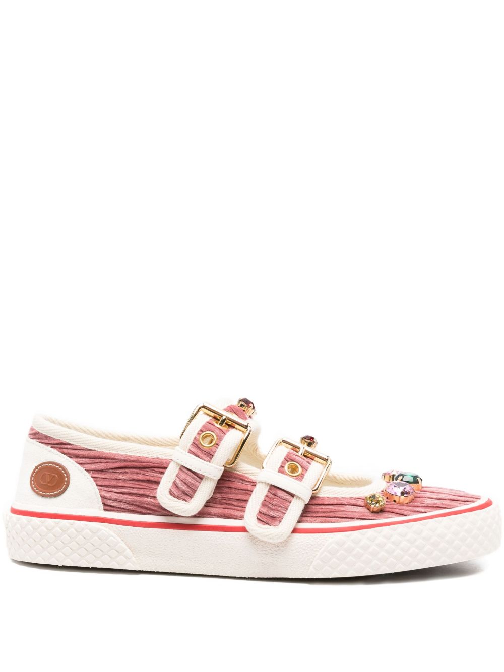 Valentino Garavani Jewel-embellished buckle sneakers