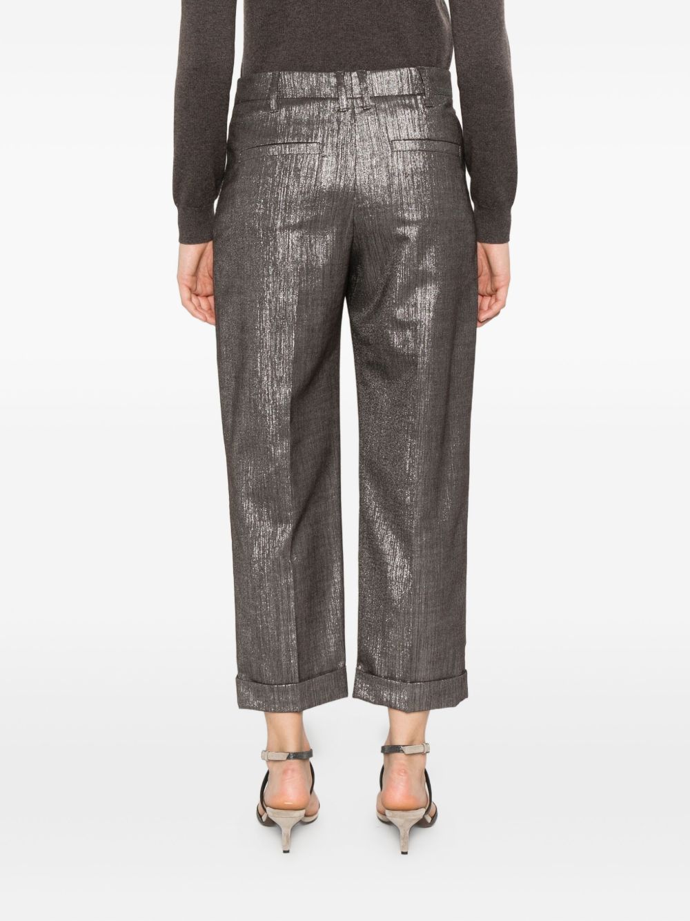 Brunello Cucinelli Pleat-detail metallic trousers
