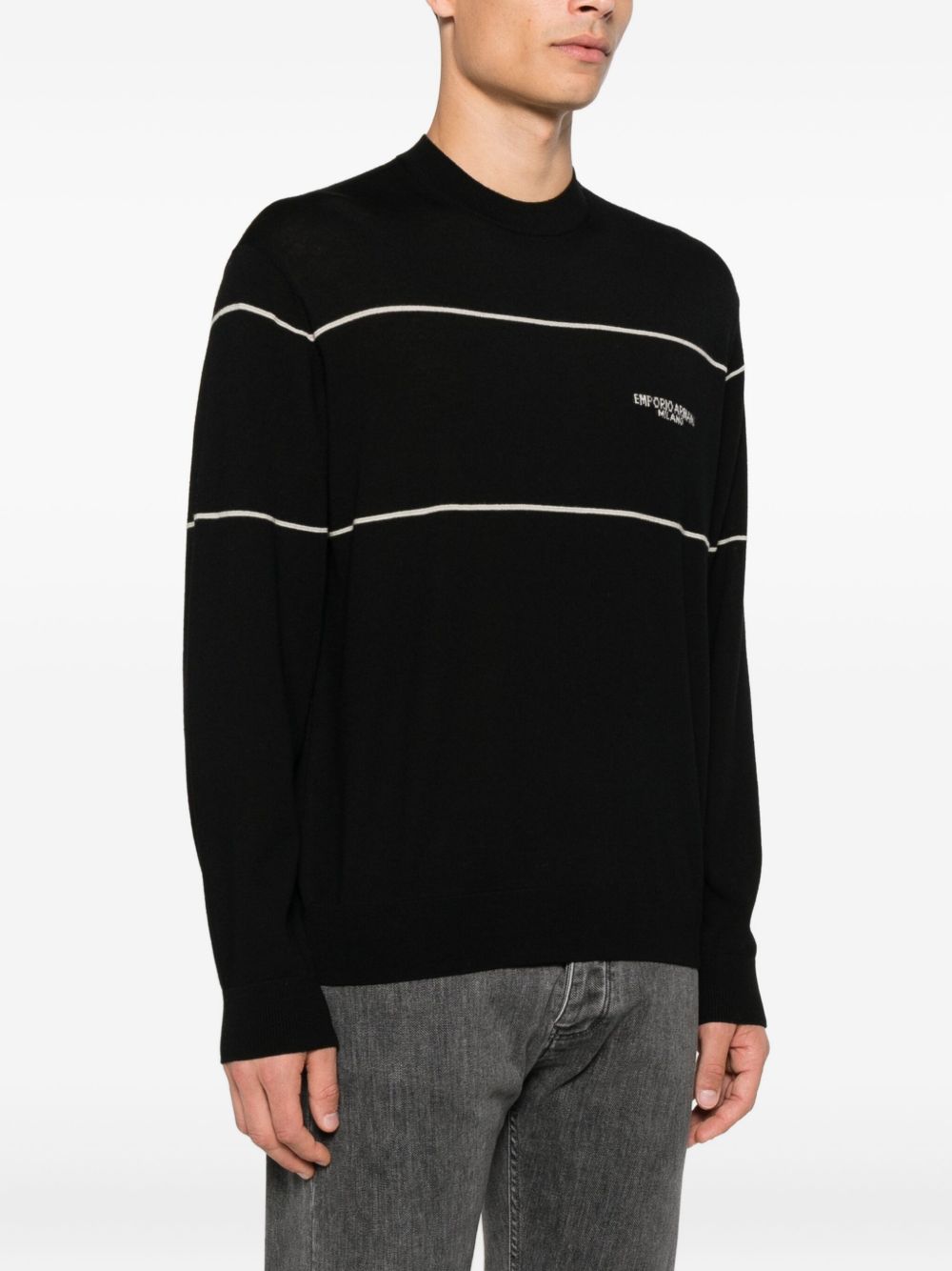 Emporio Armani Virgin wool sweater with jacquard logo