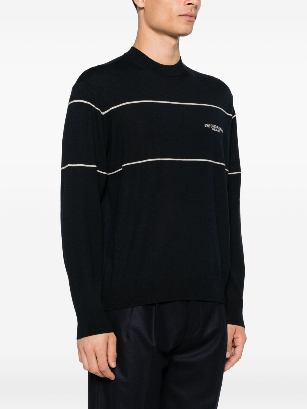 Emporio Armani Virgin wool sweater with jacquard logo