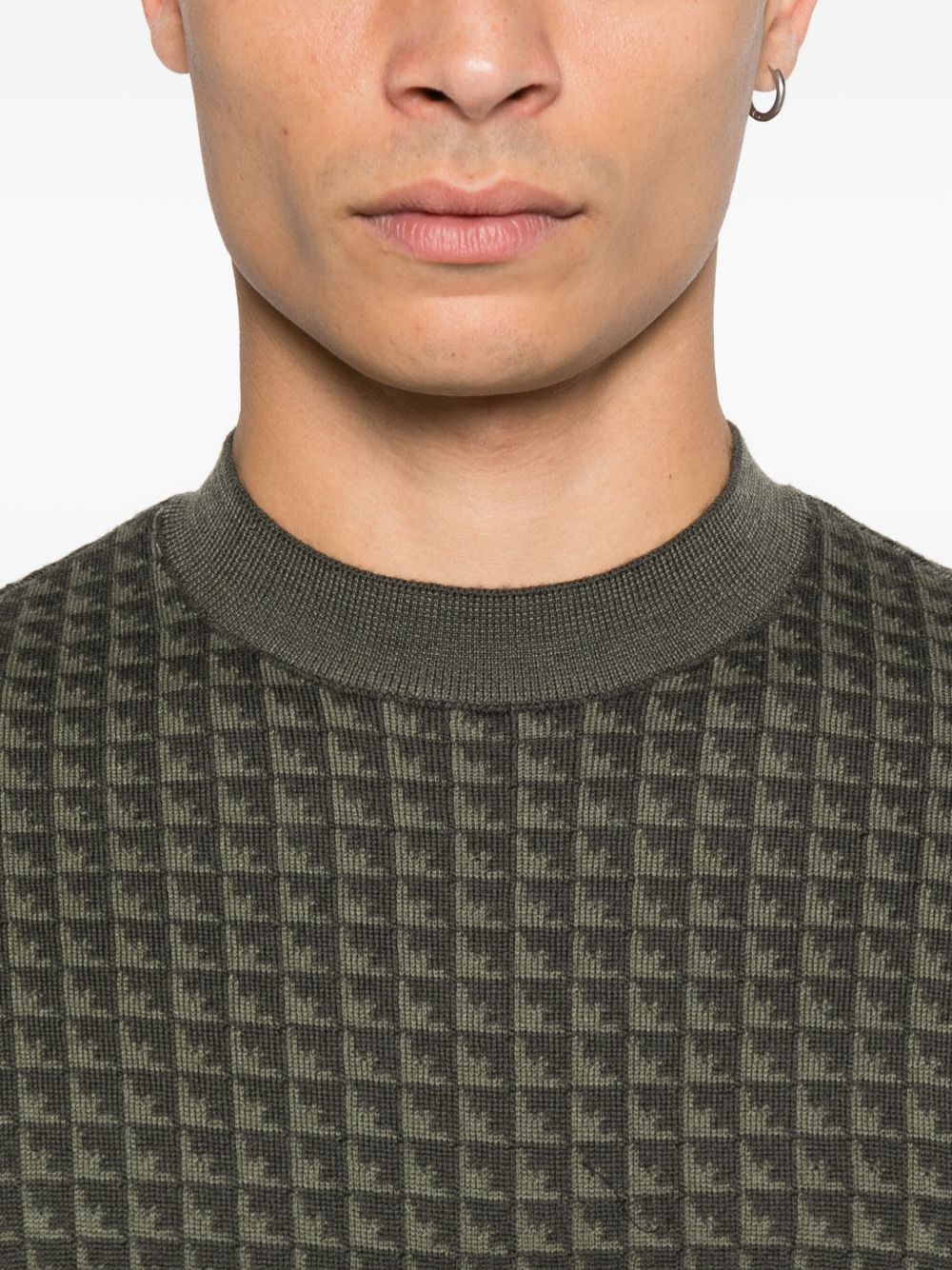 Emporio Armani Geometric-pattern virgin-wool sweater