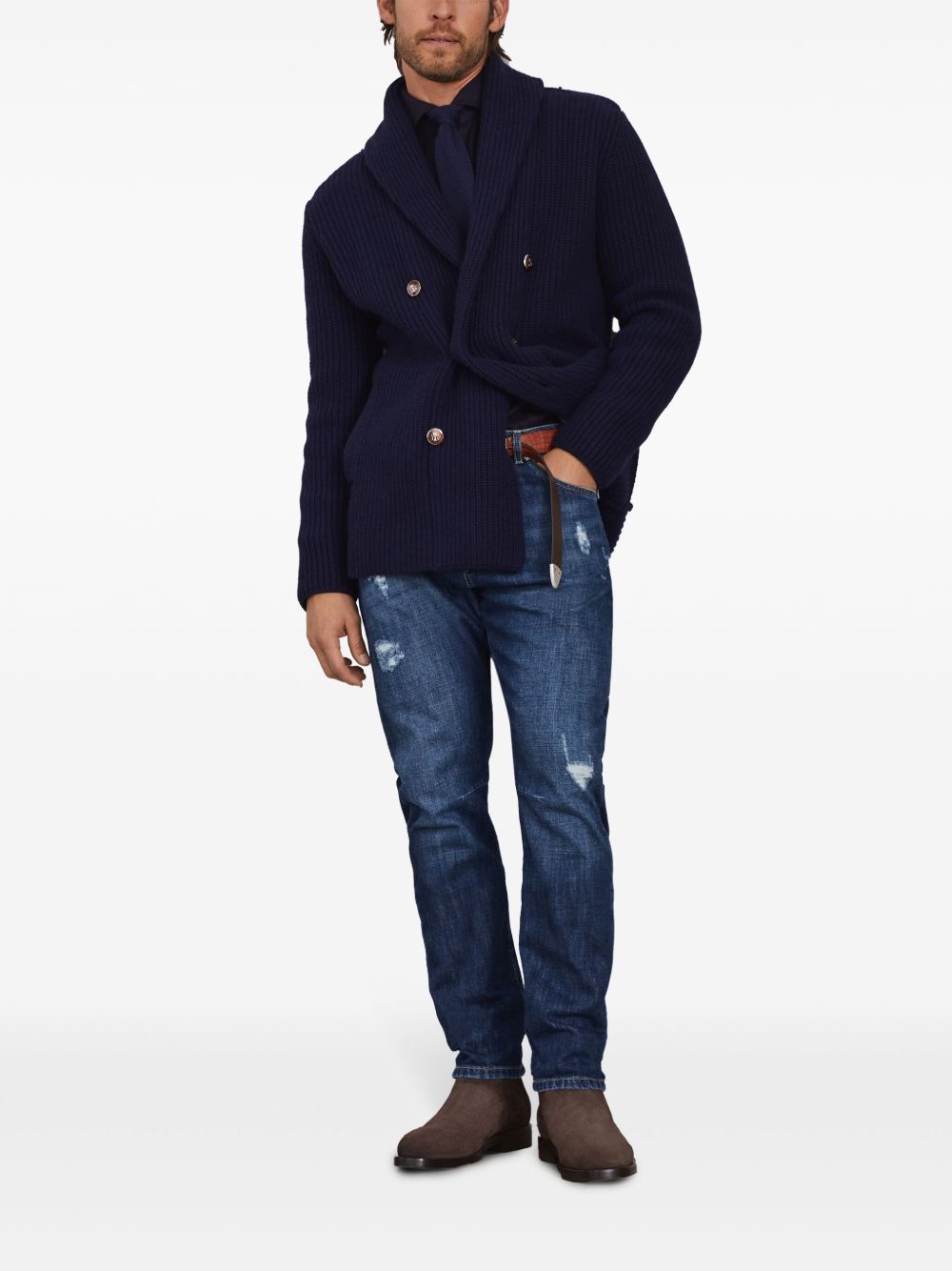 Brunello Cucinelli Distressed-finish straight-leg jeans