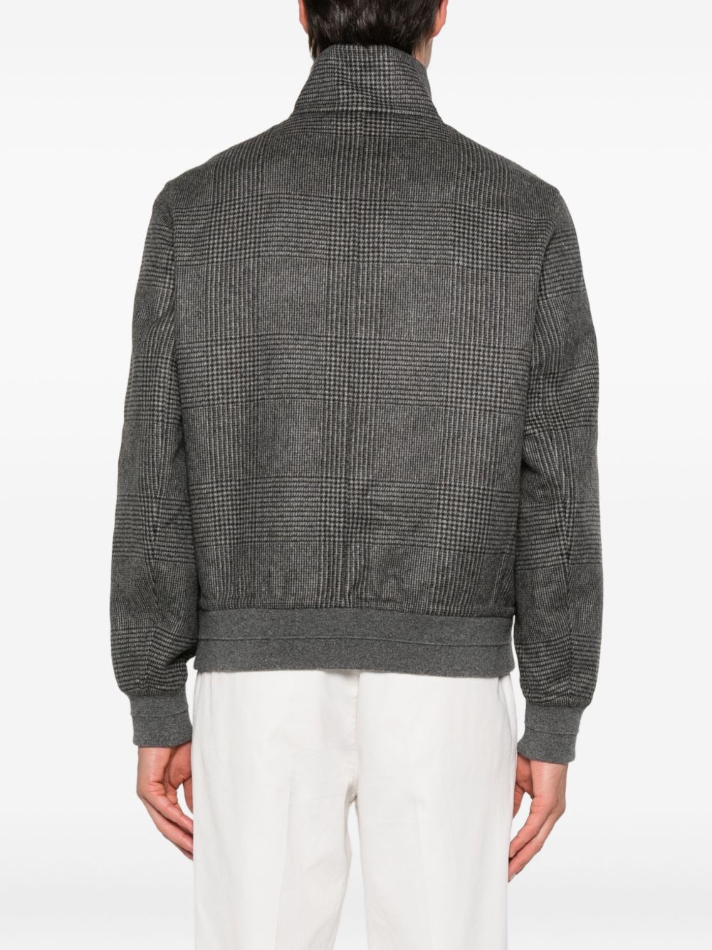 Brunello Cucinelli Check-pattern zip-up bomber jacket