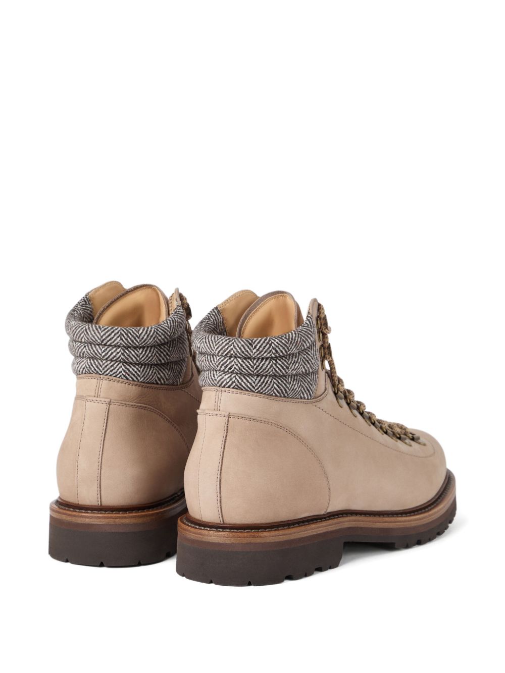 Brunello Cucinelli Nubuck mountain-style boots with wool and cashmere insert