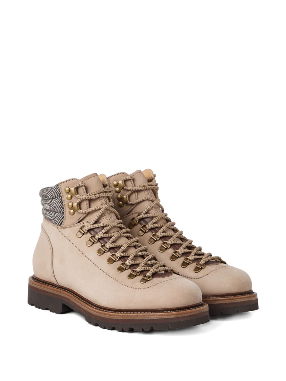 Brunello Cucinelli Nubuck mountain-style boots with wool and cashmere insert